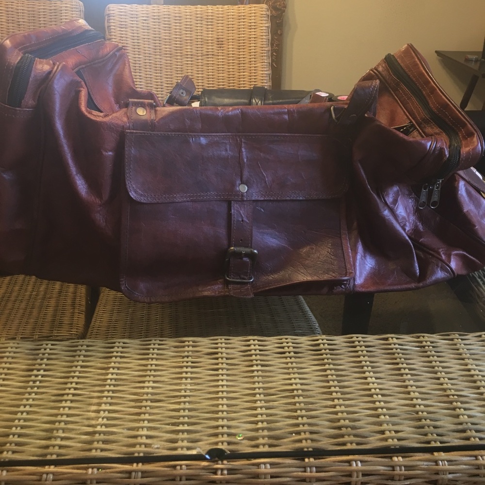 Large Leather Weekender/Duffel Bag