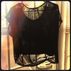 Black Sheer Lacey Crop Top