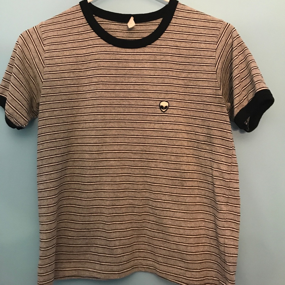PacSun Striped Alien Logo Shirt