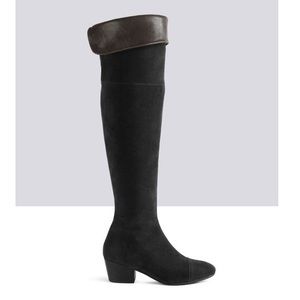 Duo Boots Halston wide calf leather suede boots