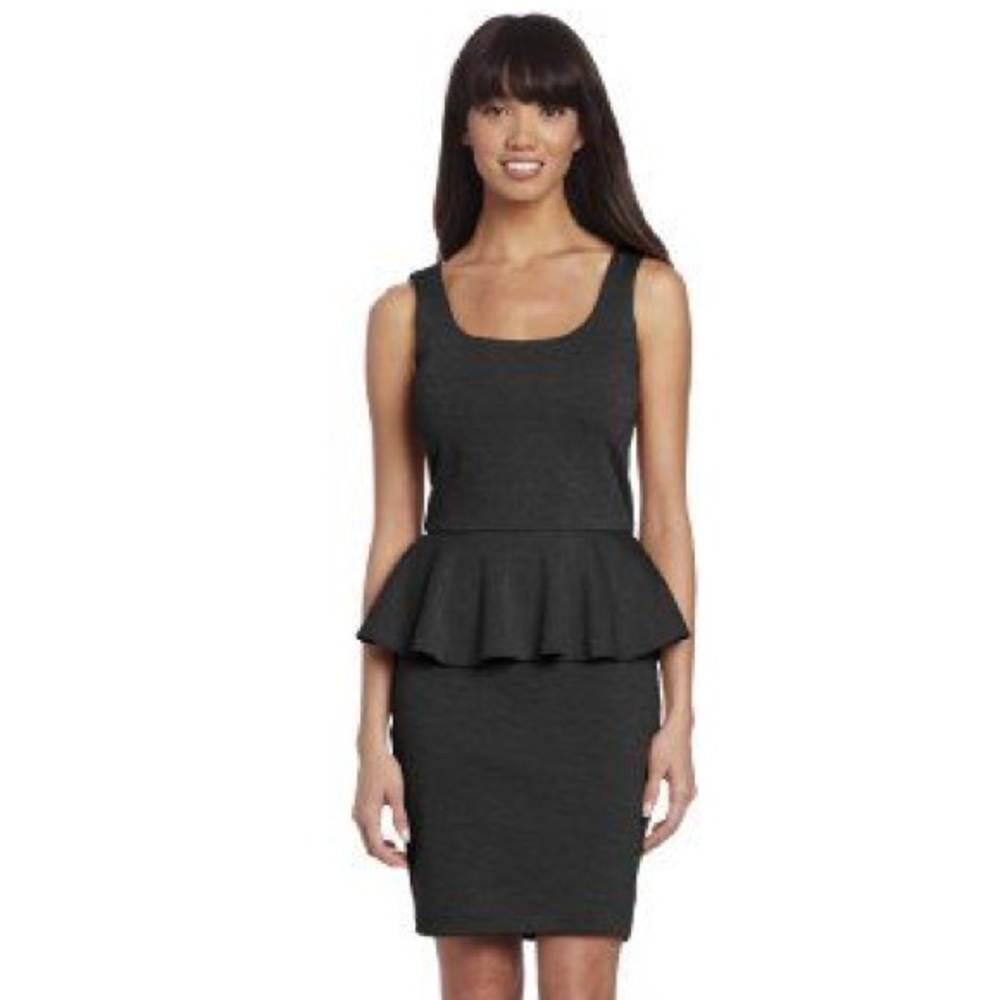 Charcoal Grey Peplum Dress