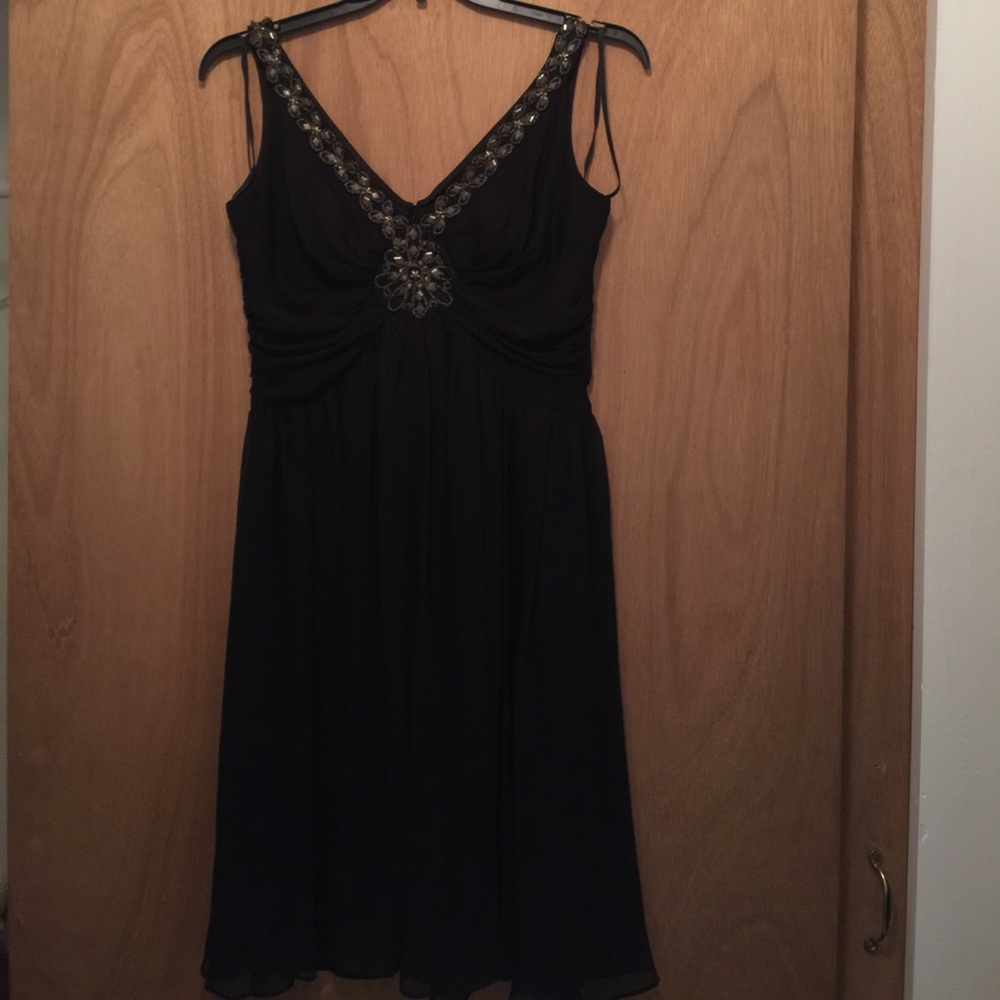 LBD. Chiffon style, A-line dress, embellished.