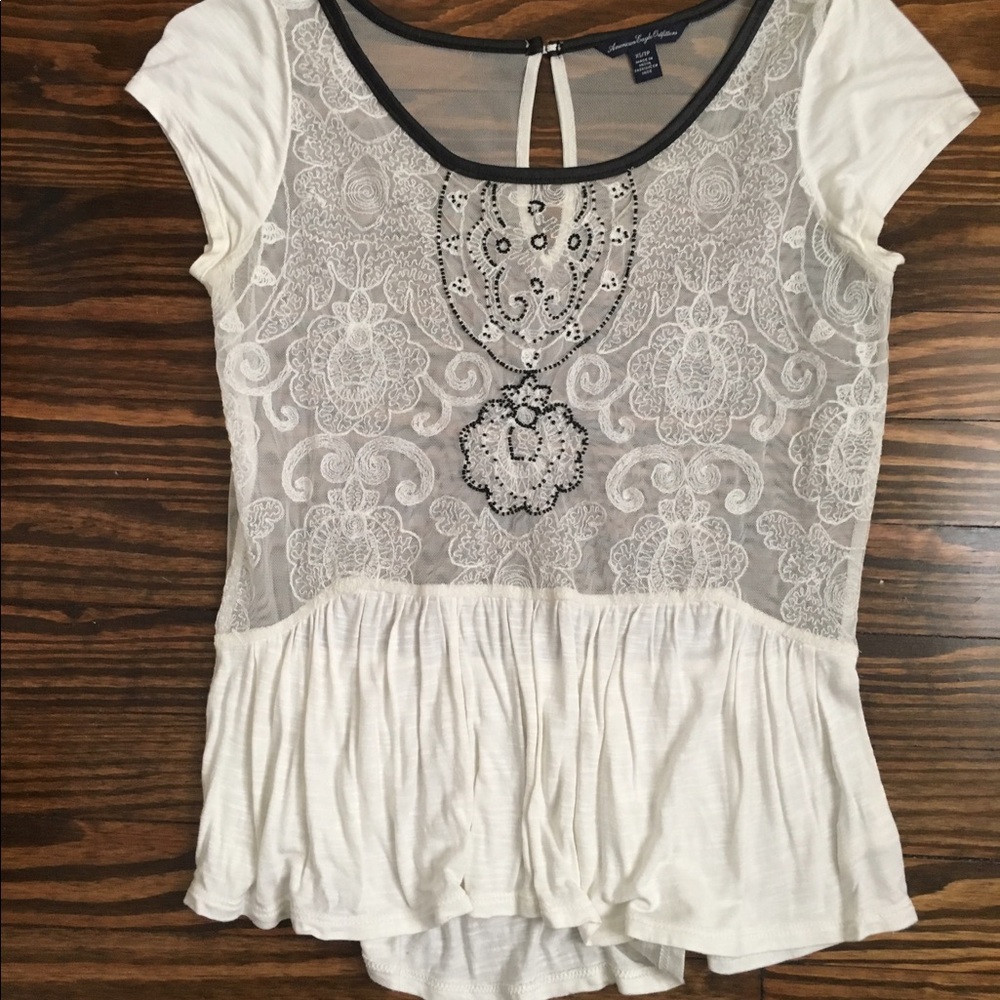 American Eagle sheer beaded top