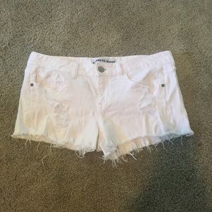 Express White Frayed Shorts