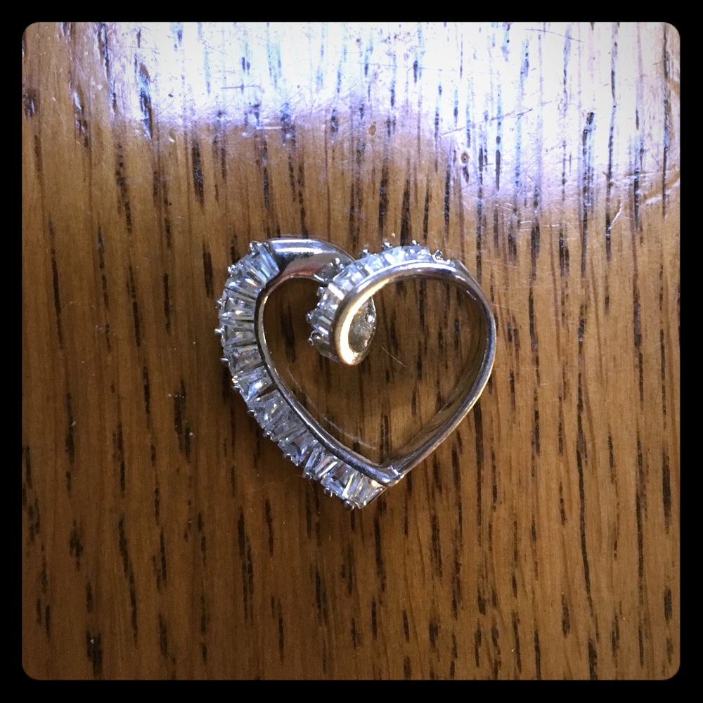 Silver heart with CZ's
