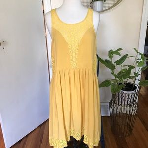 Anthropologie yellow babydoll crochet dress