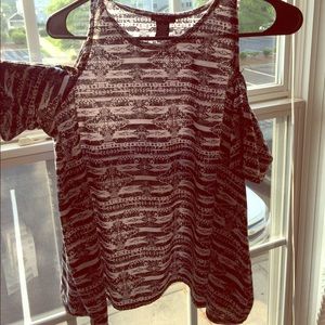 Tribal print tank top with open shoulder