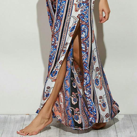 ☮Hippie Vibe✌ Print High Slit Maxi Skirt - Picture 4 of 7