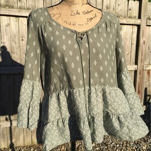 Mudd olive green peasant top