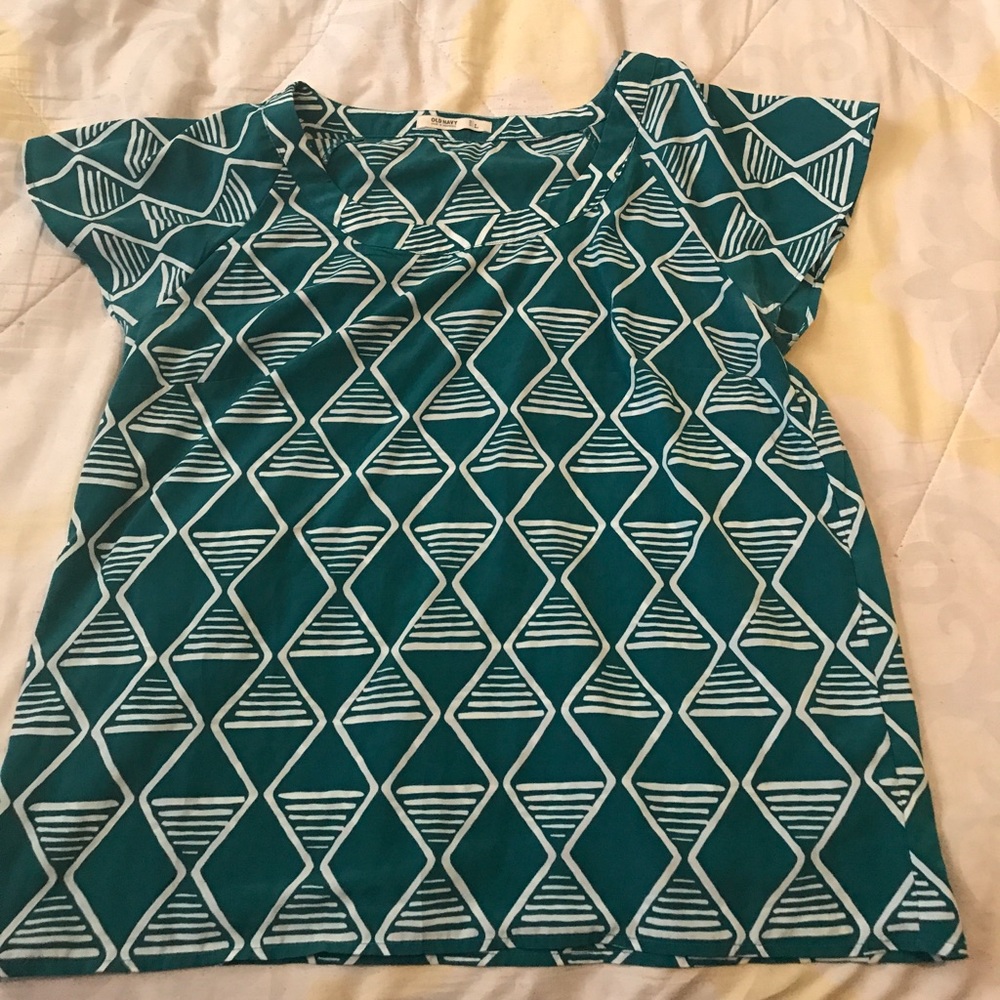 Old Navy Green Geometric Top