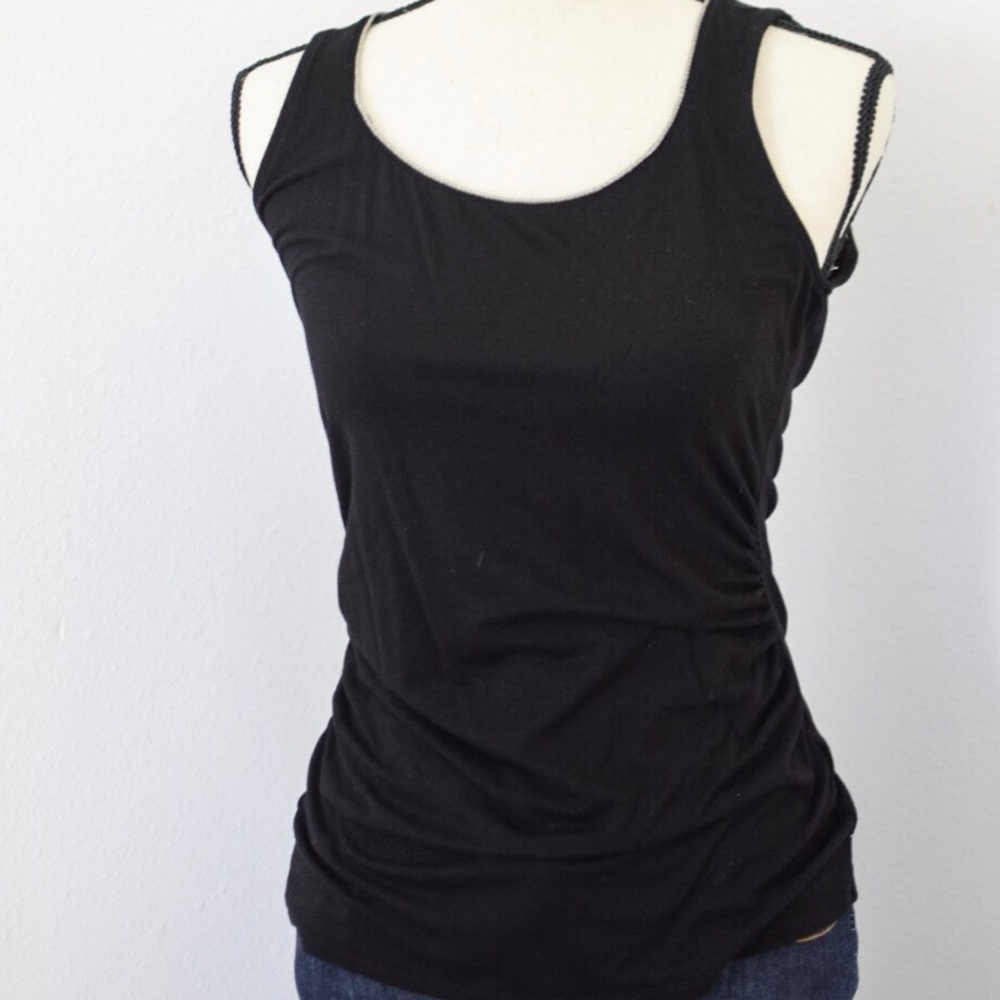 EUC WHBM rouched tank with silver piping