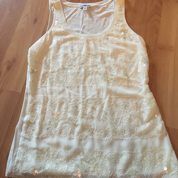 XX DONATED XX Lace and sequin striped Express tank - Picture 3 of 6