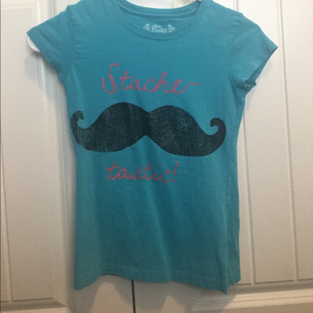 Blue T shirt with picture and words