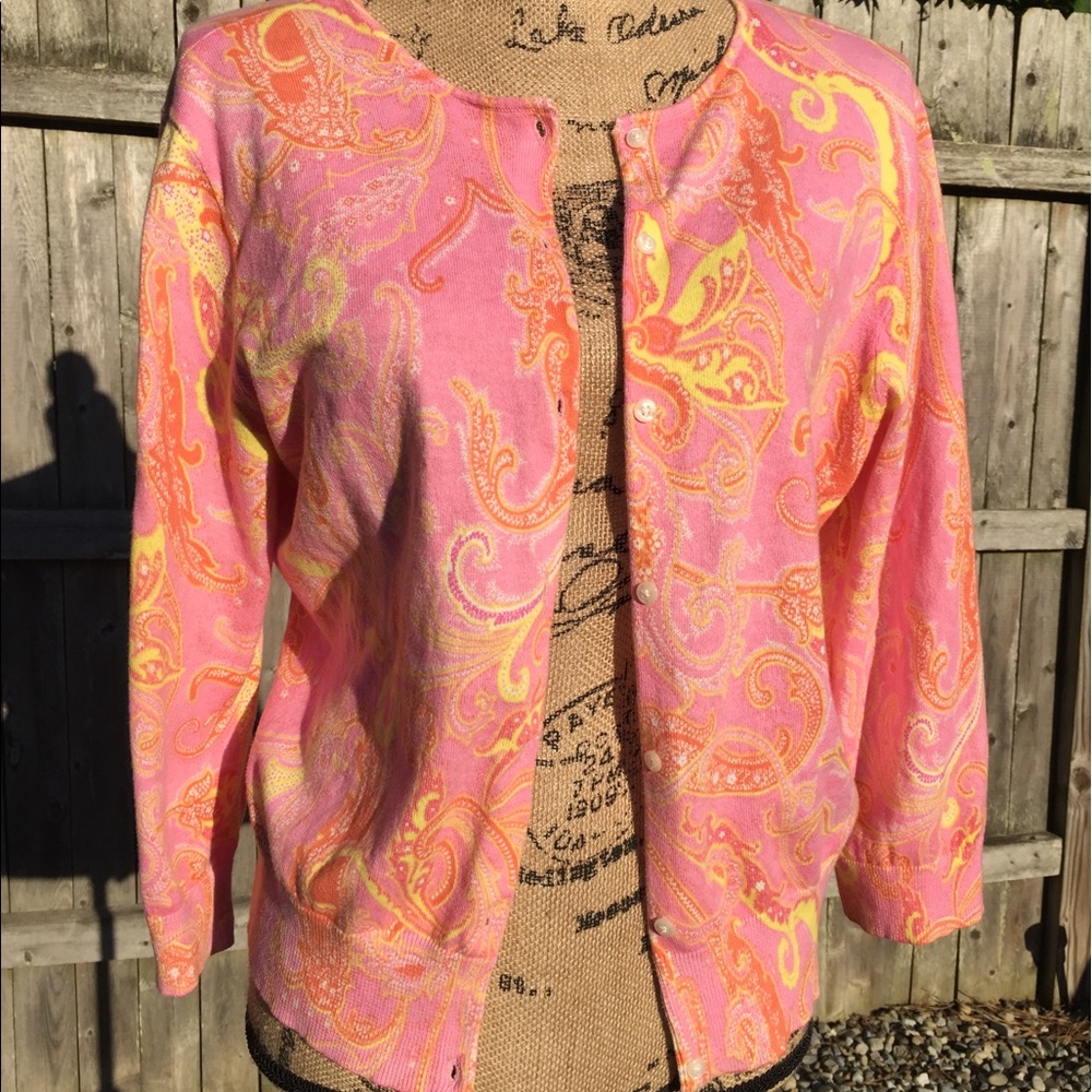 Chaps 100% cotton paisley summer Cardigan
