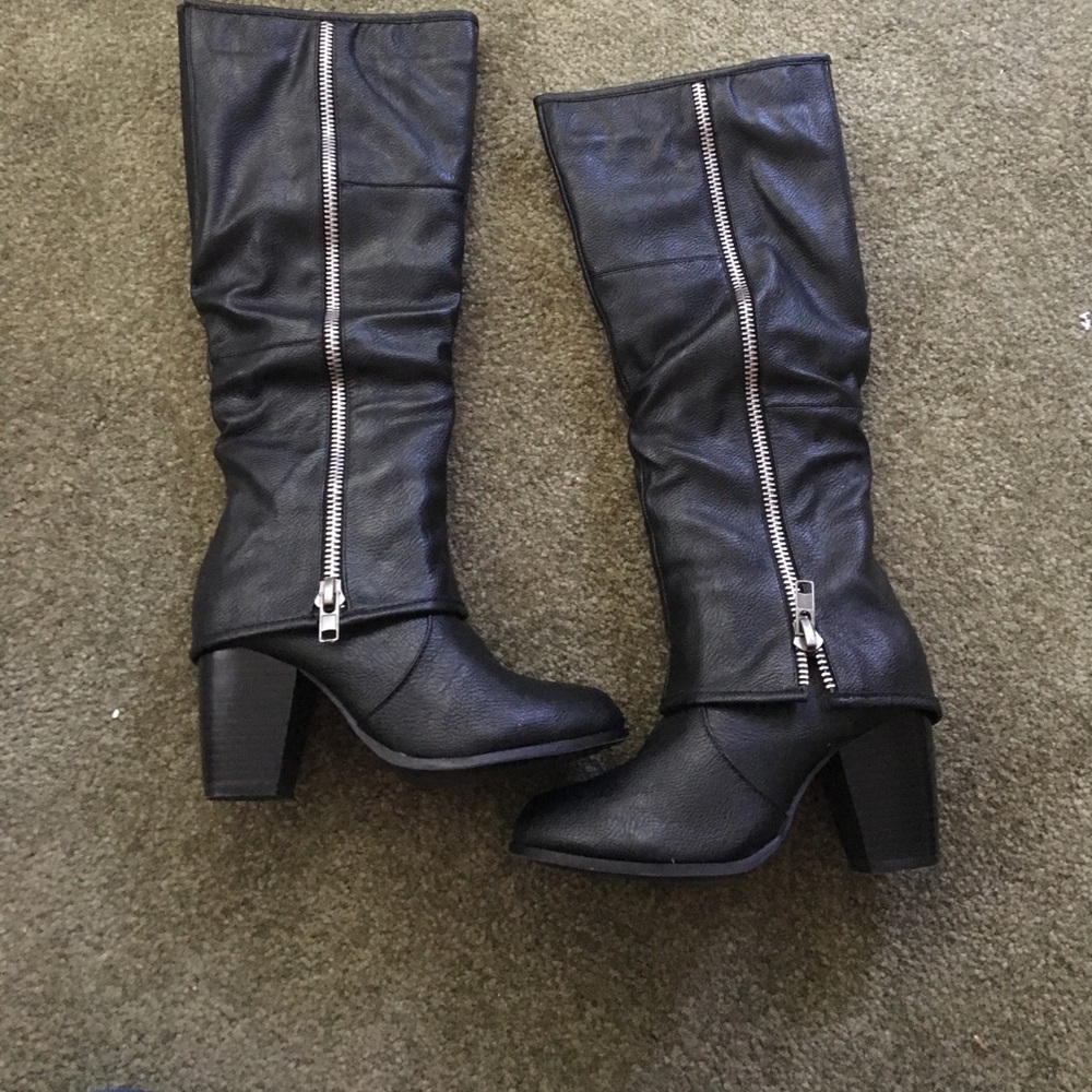 2 Lips too black wide calf boots