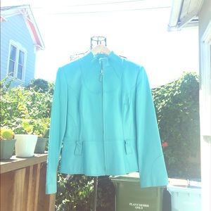 SOLD St John Sport Blue Leather Moto Jacket