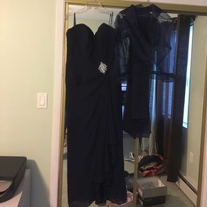 Womans dress, shawl and mesh jacket