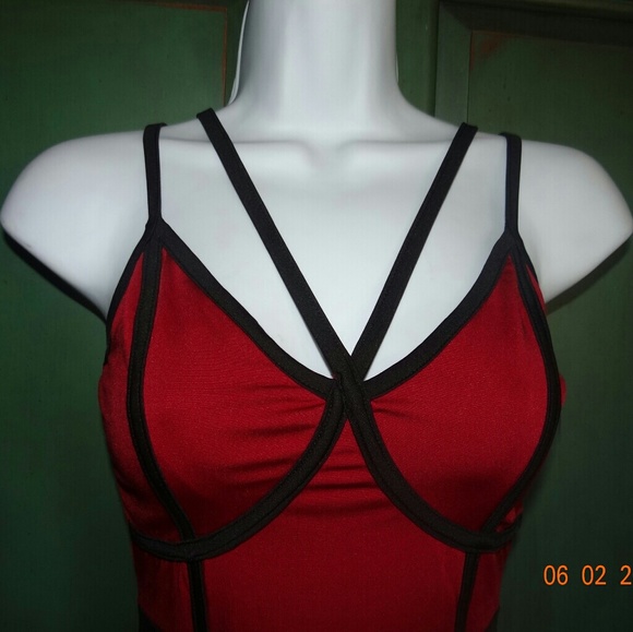 Rue 21 Burgundy Black Bodysuit Top - Picture 3 of 5