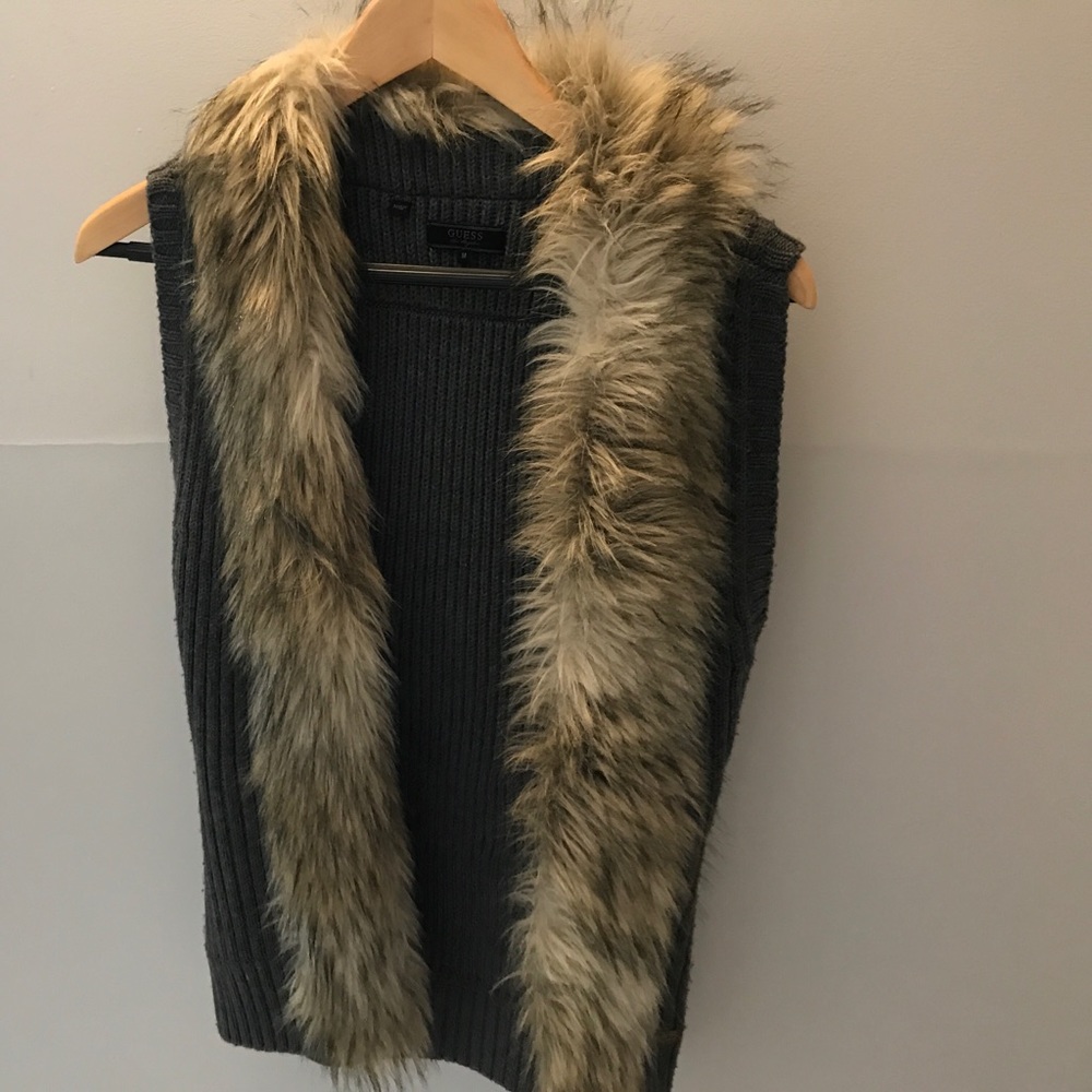 Guess Wool & Faux Fur Vest