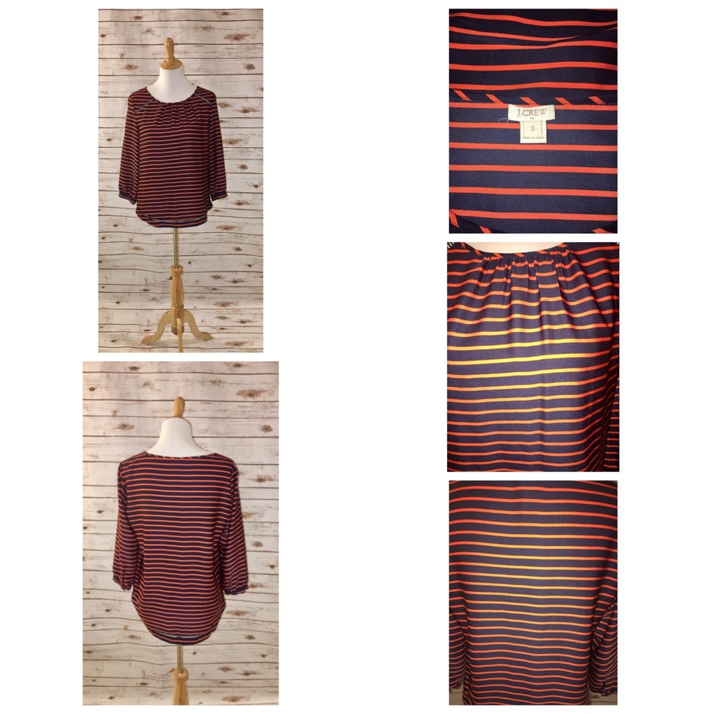 J. Crew Sz S Blouse in Navy and Orange..fit a M