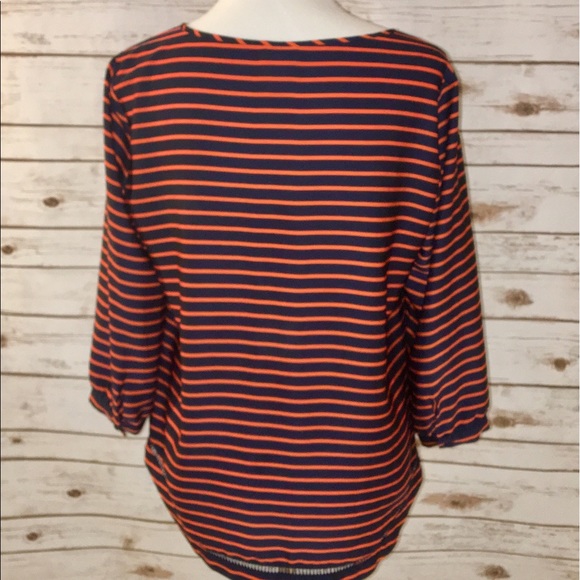 J. Crew Sz S Blouse in Navy and Orange..fit a M - Picture 3 of 4