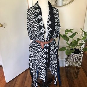 Anthropologie black and white geometrical scarf