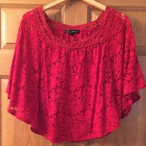 XL Red Floral lace top