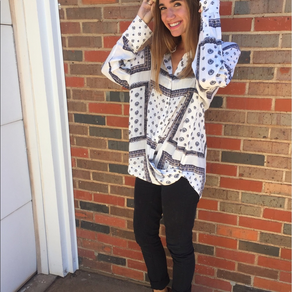 Boho chic long sleeved tunic