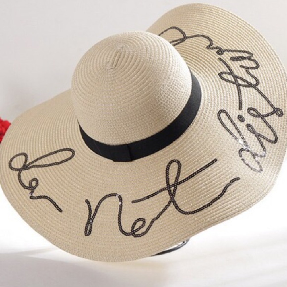 Do Not Disturb ๐ Sequined Beach Hat - Light Khaki - Picture 4 of 7