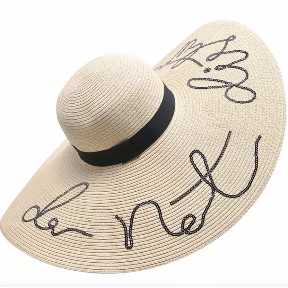 Do Not Disturb ๐ Sequined Beach Hat - Light Khaki - Picture 3 of 7
