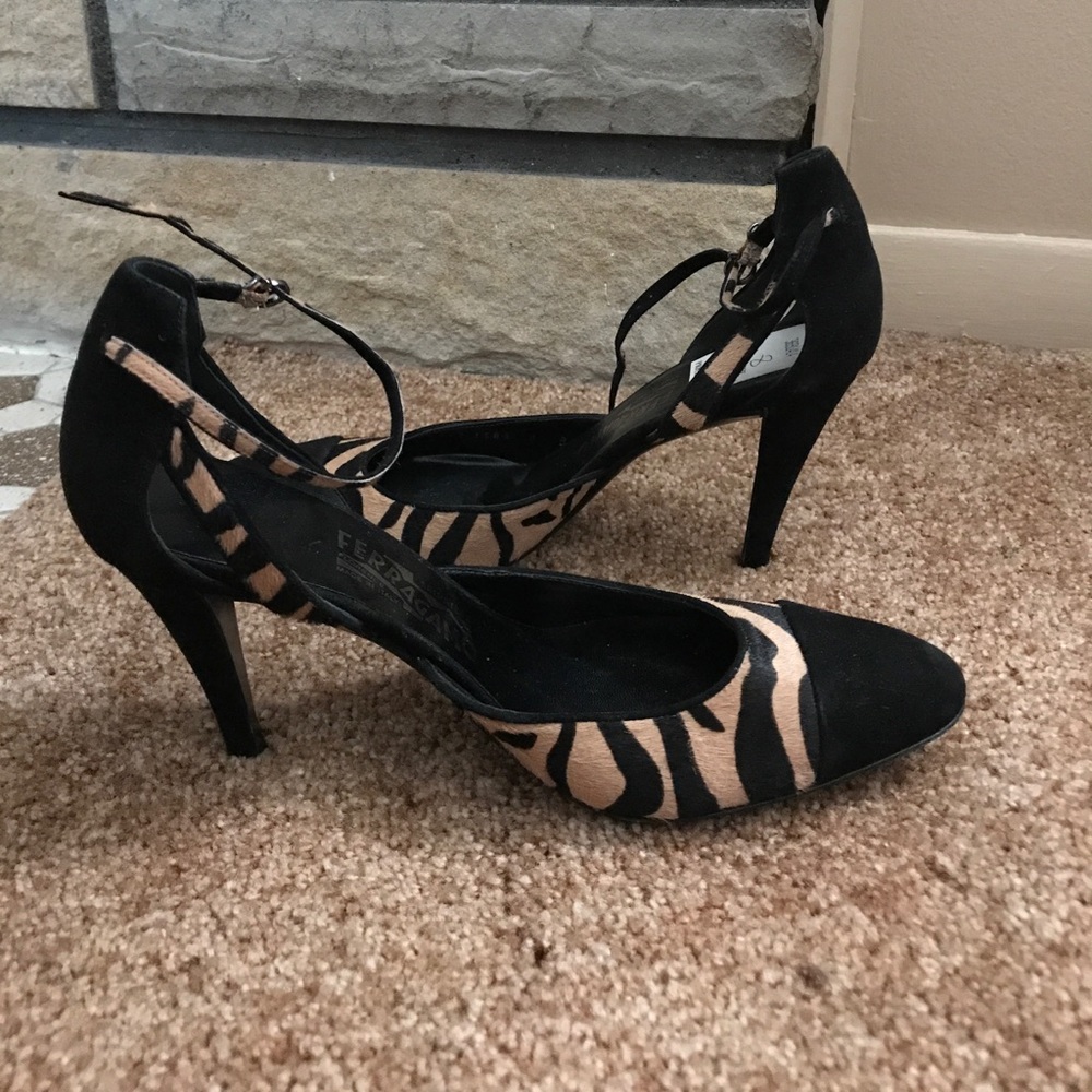 Salvatore Ferragamo Suede/Zebra print Pumps