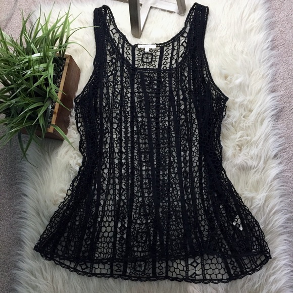 Anthropologie Other - Anthropologie Mystree black open knit top