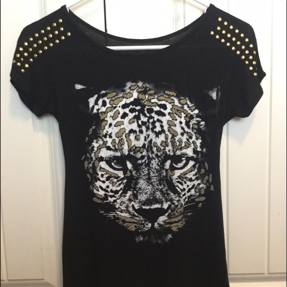 Black, gold, and white tiger shirt