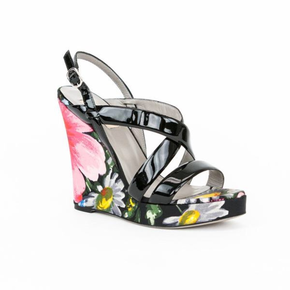 Valentino Floral Print High Wedges