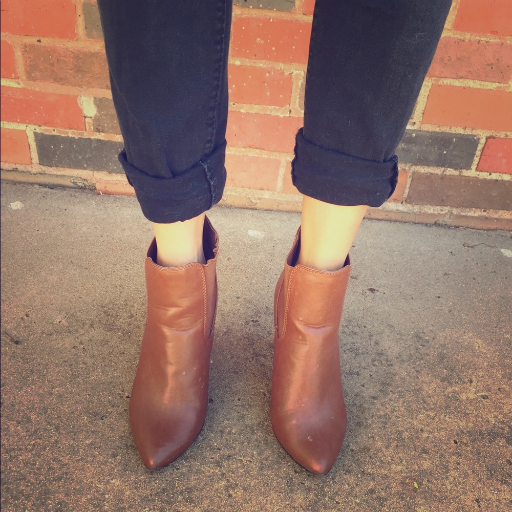 Brown heeled booties