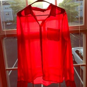 American Eagle Hot Pink Sheer Flannel