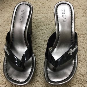 Guess patent leather wedge