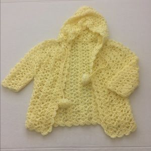 Girls hand crochet yellow lightweight sweater