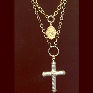 Sterling Silver Cross with Saint Christopher