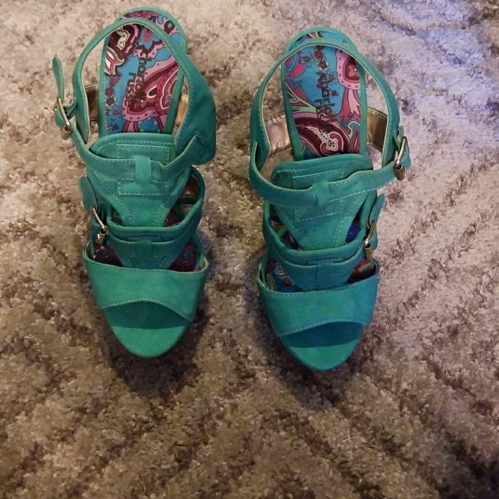 Brand new! Aqua Blue/Teal Strappy Heels