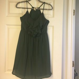 Olive Green Ruffle Dress