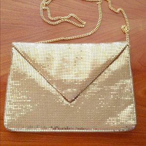 Gold mesh evening shoulder bag
