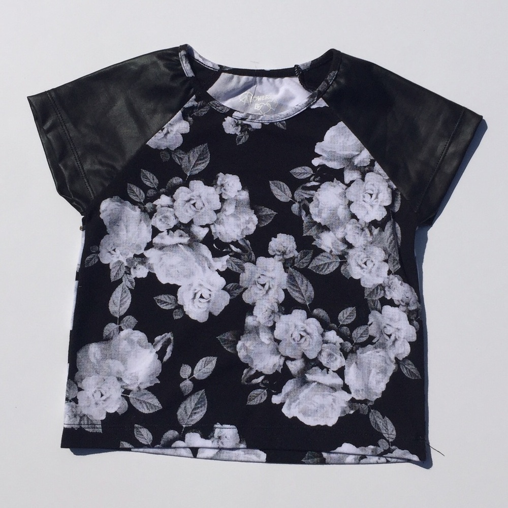 Flowers By Zoe Floral top with "leather"