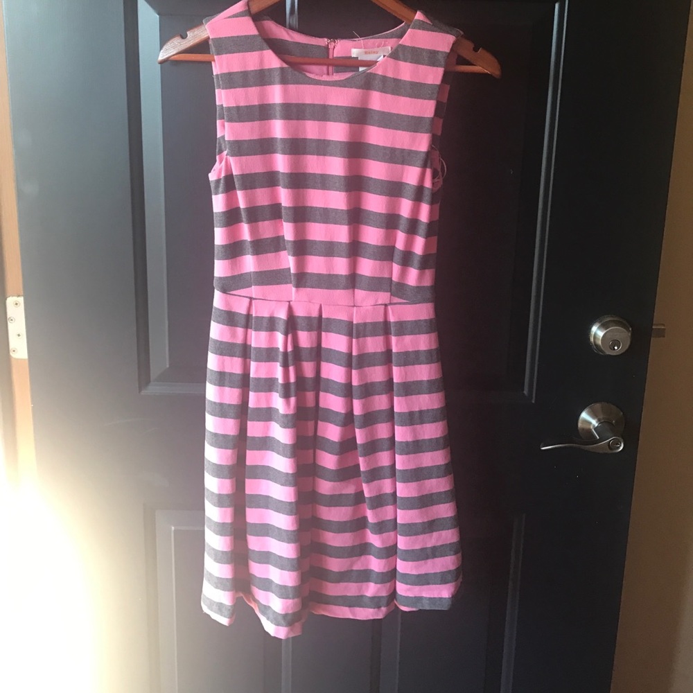 Pink and gray striped dress
