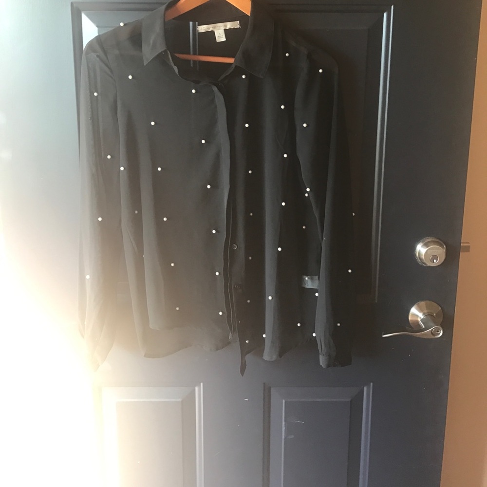 Black button up with pear accents