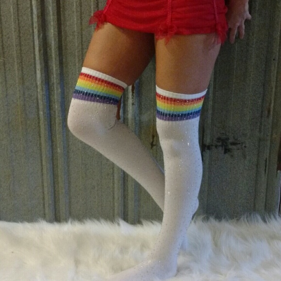 Rainbow Rhinestone Thigh High socks - Picture 5 of 17