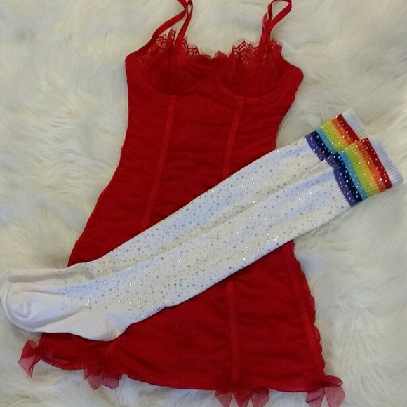 Rainbow Rhinestone Thigh High socks - Picture 6 of 17