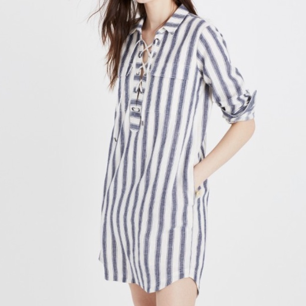 Madewell Striped Lace-up Tunic Dress