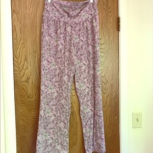Purple floral maternity pajama pants