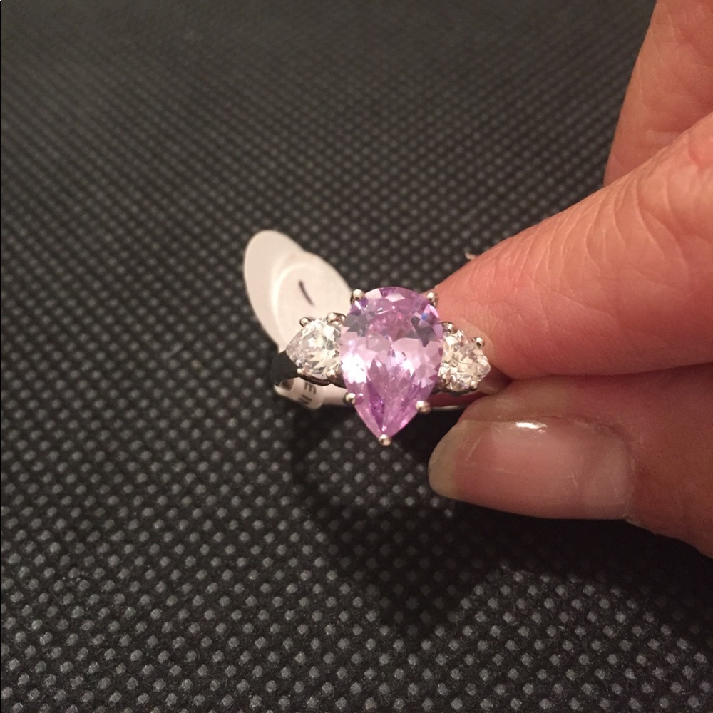 Lavender CZ Pear shaped Ring